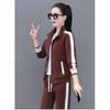Completo Sportivo Casual Semplice alla Moda da Donna Primavera Autunno Cardigan con Zip Tuta Pantaloni Due Pezzi