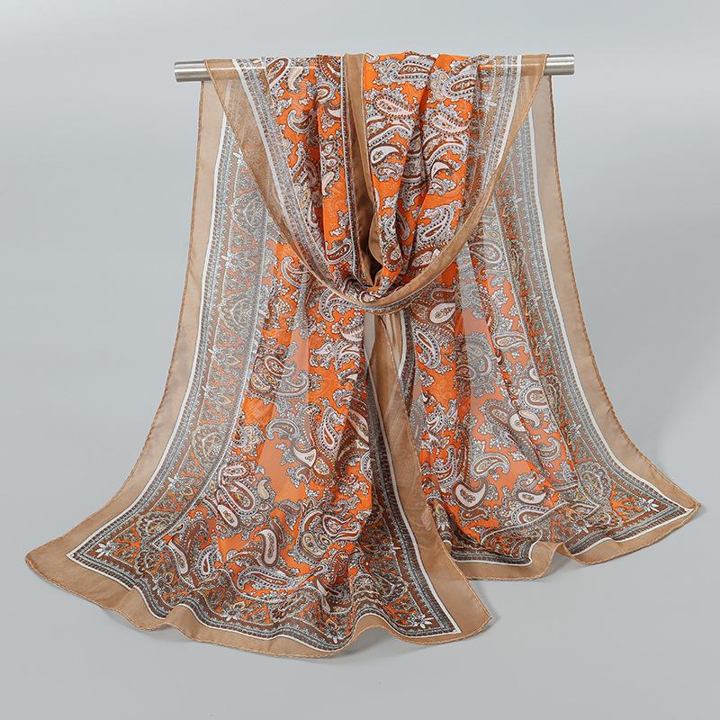 Luxury Chiffon Silk Scarf Spring Summer Scarf Women Head Scarf Beach Shawls Bandana Headband Muslim Hijabs Black Scarf/Scarves