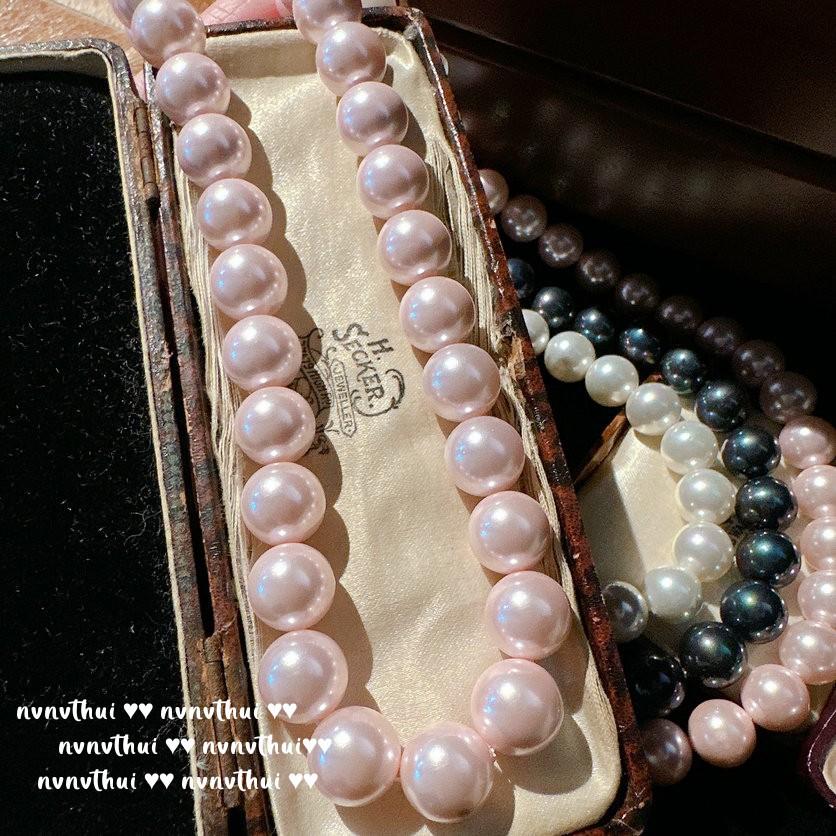 Mermaid Tears, Lady, Pink Pearl Necklace, Papalacha, Baroque, Seawater Black Pearl Necklace, Earrings