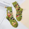 1 Pair Women's Cozy Cotton Crew Socks Sushi Carrot Watermelon Ice Cream Avocado Egg Hamburger Pattern Street Cartoon Funny Socks