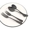 36Pcs Black Tableware Set With Steak Knife Modern Dinnerware Set Stainless Steel Silverware Kitchen Dinner Dessert Cutlery Set