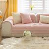 Cotton Pink Sofa Cushion for All Seasons, Non-slip Cushion, Simple Sofa Cover, Backrest Towel, Full Cover Cloth