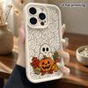 Phone Case: 2D Flat Design Suitable for iPhone 18 17 16 15 14 13 Pro Tiered Protective Case, Ghost Pumpkin, Christmas and Halloween Gift
