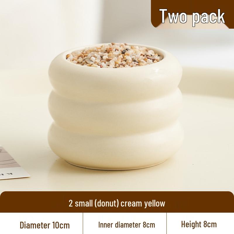 Nordic Style Cream Ceramic Succulent Pot for Phalaenopsis and Green Plants