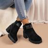 2024 Shoes for Women Side Zip Ankle Women's Boots New Daily Boots Women Belt Buckle Round Toe Chunky Heel Platform Shoes Female