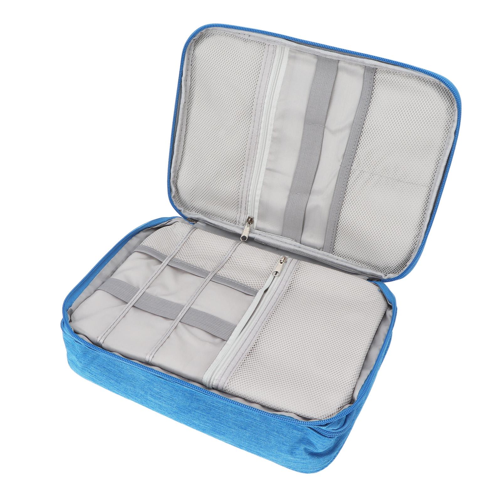 

Cosmetic Bags Waterproof Portable Large Capacity Brush Compartment Sky Blue Data Line Storage Bag for Travel