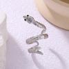 Gold-Plated Snake-Shaped Titanium Steel Adjustable Ring for Women - Retro, Colorfast, European & American Fashion.