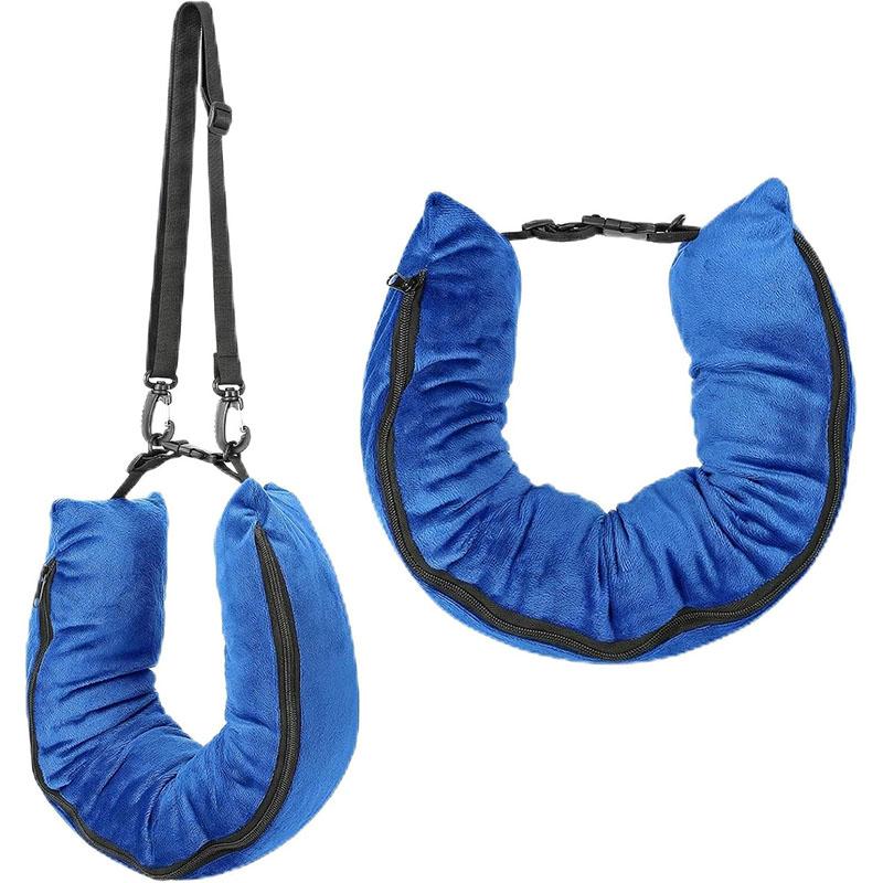 Borsa Multifunzionale Gonfiabile per Cuscino da Viaggio per il Collo con Tasca Portaoggetti Cuscino a U Comodo Federa per Bagaglio Borsa Portatile