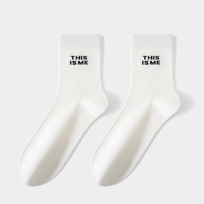

Men s All-Cotton Antibacterial Mid-Calf Socks, Autumn/Winter Sports Sweat-Absorbing Socks. One Size (39-44)