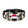 Factory National Country Flag Design Bracelet Crystal Bead Snap Button Sports National Team Jewelry Gift Leather Wrap Bracelet