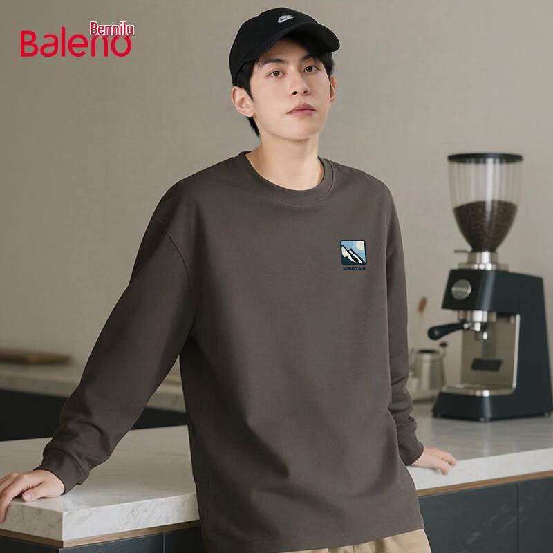 Baleno Men's Heavyweight Cotton Relaxed Fit Long-Sleeve T-Shirt