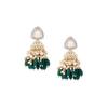 Brinco Jhumka com contas de cluster de pedras verdes para mulheres