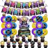 Disco Party Dekorationen Set mit Banner Cupcake Toppers Hängende Wirbel Ballons Retro Glitzer Thema Zubehör