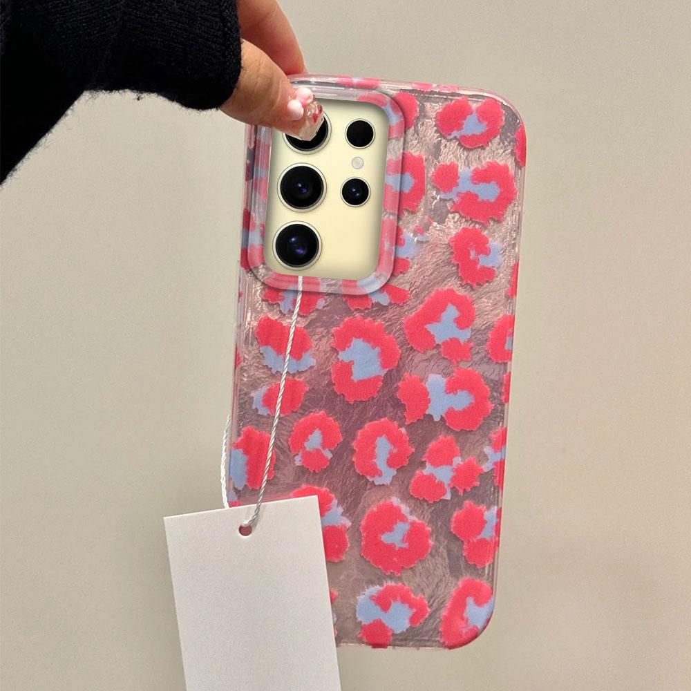 Pink Leopard Print Vortex Pattern Women Girls Phone Case for Samsung Galaxy S25 Edge S24 S23 S22 S21 FE Plus Ultra Shell Cover
