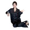 Celebrity Style Silky Ice Silk Long Sleeve Pajamas - Soft, Glossy Home Wear for Spring and Autumn