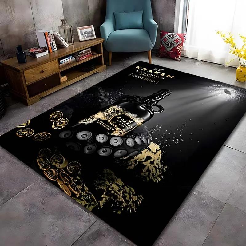 Spiced Rum Kraken-Black Pattern Carpets Bedroom Play Mats Bedroom Decor Carpet Livingroom Rug Crawl Mat Christmas Gift Rug