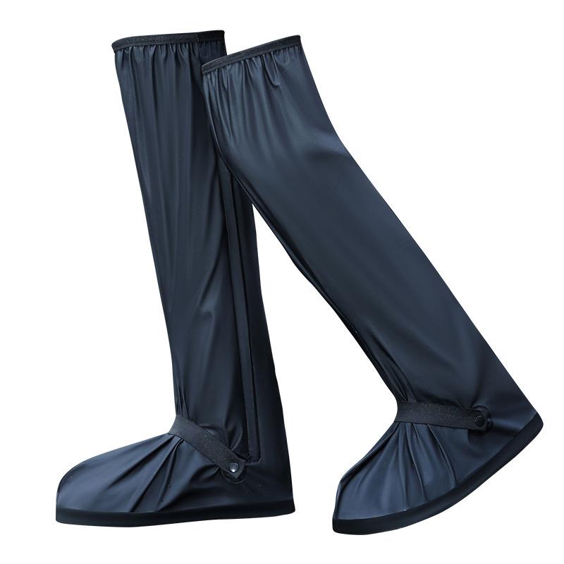 High Tube Over Knee Waterproof Shoes Cover Cycling Rain Boot Shoes Pants Protectors Reusable Anti Slip Rainproof Black Overshoes