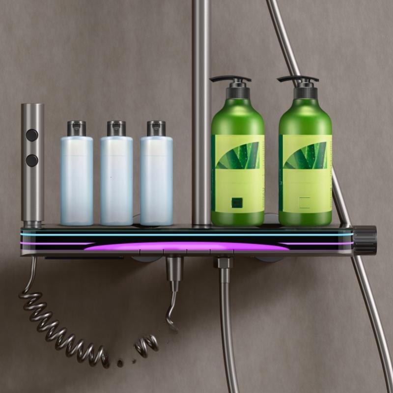 Digital Display Shower Set Rainfall Bathroom Shower Faucet Kit With Bidet Wall Mounted Brass Hot Cold Water Mixer Tap System