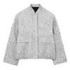Chaqueta Holgada Dorada de Lentejuelas de Otoño para Mujer Brillante Manga Larga Casual Chaqueta Bomber con Bolsillos Abrigos de Moda Femenina