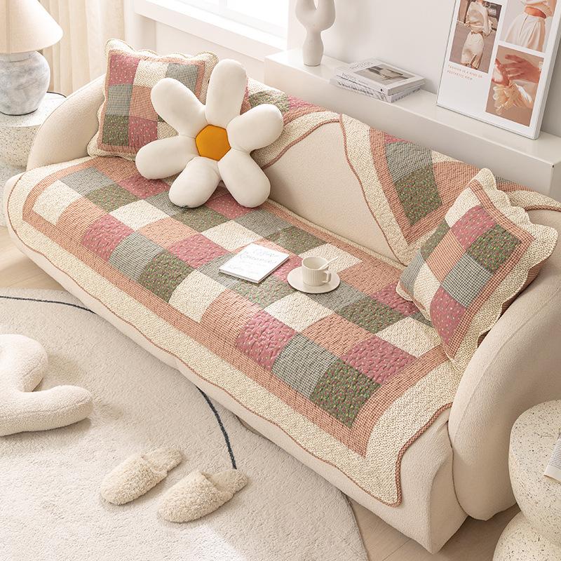 Sofa Cushion Four Seasons Universal Pure Cotton Cushion Simple Modern Nordic Cotton Non-Slip Sofa Towel Cover Cloth Cushion Summer