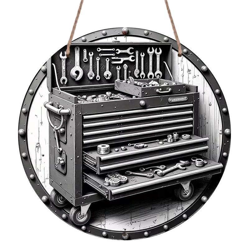 2D Flat 1pc Aluminum Decorative Piece, Toolbox Style 7.87 inches × 7.87 inches Perfect for decorating bars, kitchens, cafes, family rooms, living