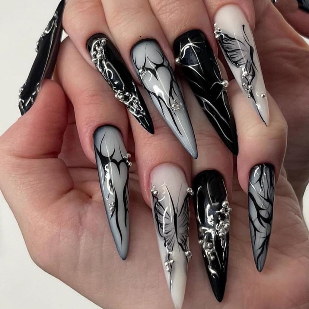 New Nail Art Film European And American Y2K Spice Girl Style Ins Long Almond Long Tip Nail Wearing Nail Patch