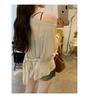 Korean Style Tie-Waist Long-Sleeved Off-Shoulder T-Shirt for Women - Autumn Edition
