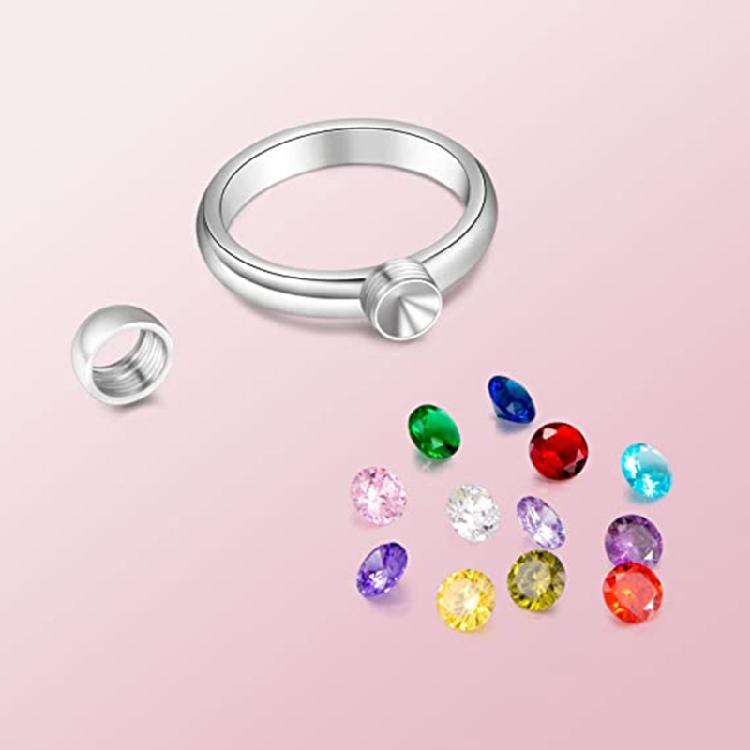 Simple Birthstone Ring Stackable Finger Rings Jewelry Romantic Gift for Women
