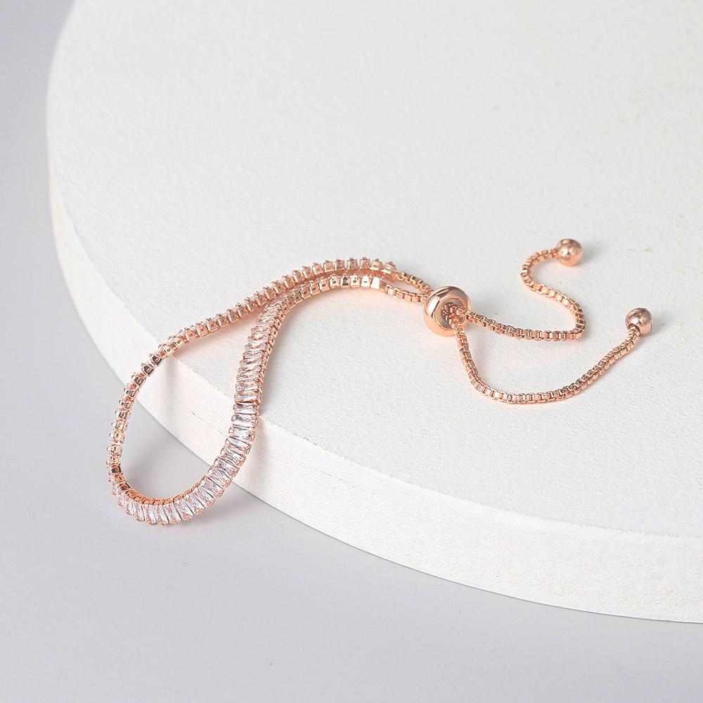 ZHOUYANG Tennis Bracelets For Women Sparking Zircon Jewerlly Rose Gold Color Handmade Friends Gift Cute Jewelry Wholesale H017