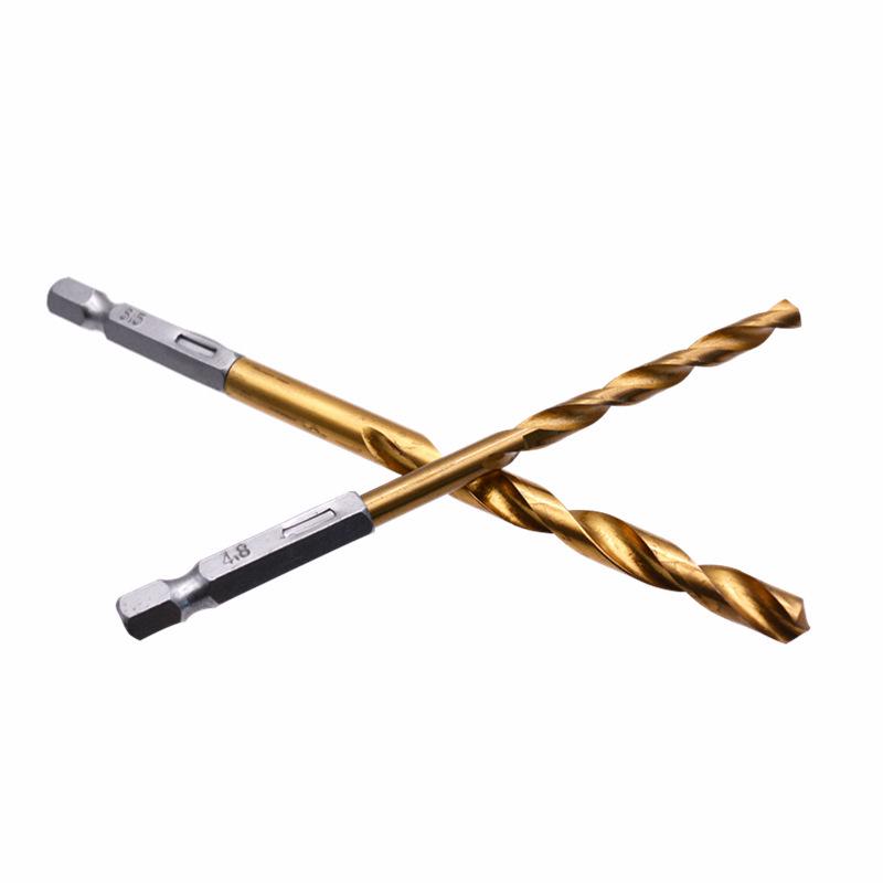 13-Piece Titanium Hex Shank Twist Drill Bit Set for Air Screwdrivers (1/4" Hex)