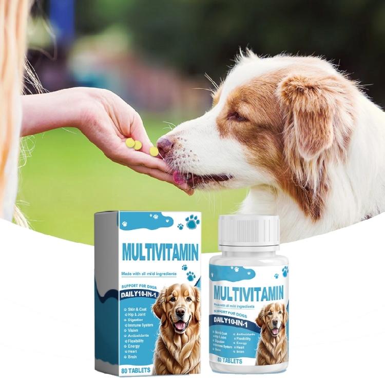 Hundegesundheitsergänzung mit Vitaminen, Mineralstoffen, Aminosäuren 80 Tabletten zur Verbesserung des Immunsystems Für Alle Rassen