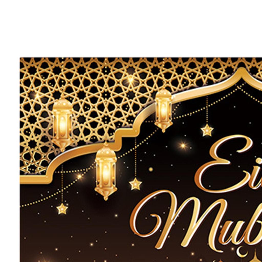 Mubarak Backdrop Decoration Eid Banner Ornament Hanging Ramadan Photo Background for Indoor