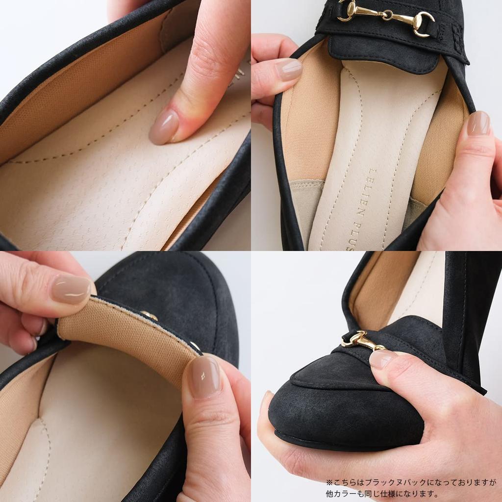 AmiAmi Women's Loafer Pumps with Bits, Simple Basic Formal Shoes, CX2405B, Sizes 22.5-25.0 (Size 24.0, Smooth Black)