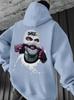 Robber graffiti print hooded sweater couple high street hiphop vintage mopping casual top