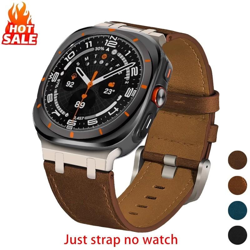 Luxus-Lederarmband für Samsung Galaxy Watch 7 Ultra/8 Ultra 2026 47mm Armband Lückenlos Uhrenarmband Herren Damen Armband Zubehör