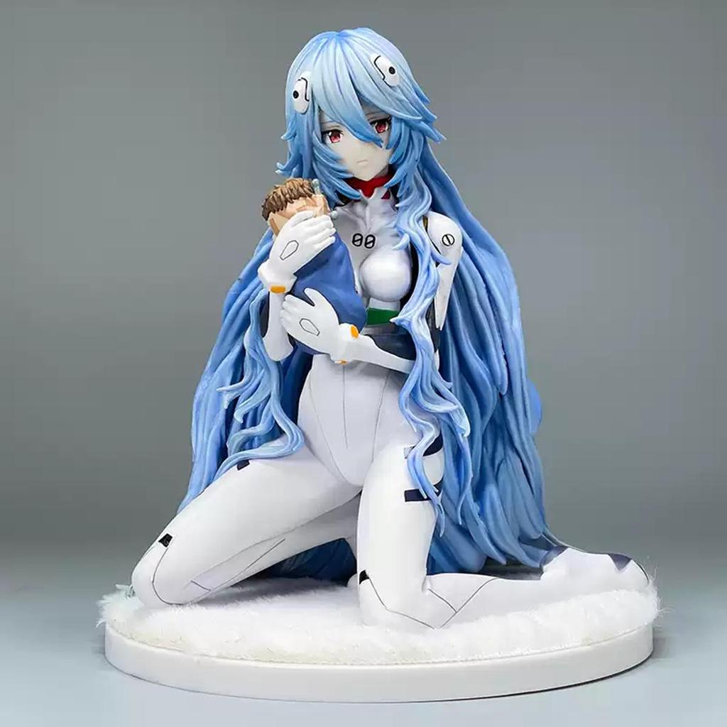 Evangelion EVA New Theatrical Edition Long-Haired Kneeling Rei Ayanami Figure Seated Beautiful Girl Anime Model Display