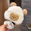 Winter Baby with Double Pom Poms and Bear Patch, Warm Knit Hat for Infants and Toddlers,