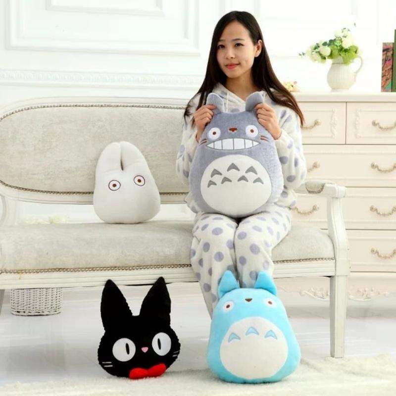 Super Weiches Niedliches Totoro Und Schwarze Katze Plüschtier Puppe Kuscheltier Kissen Wurfkissen