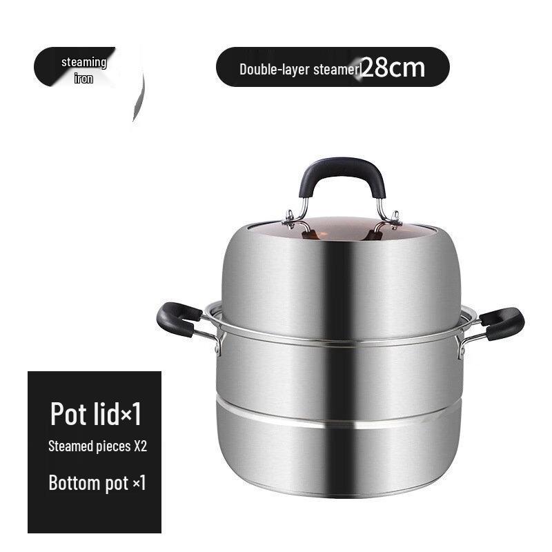ZISIZ Stainless Steel 3-Layer Steamer Pot