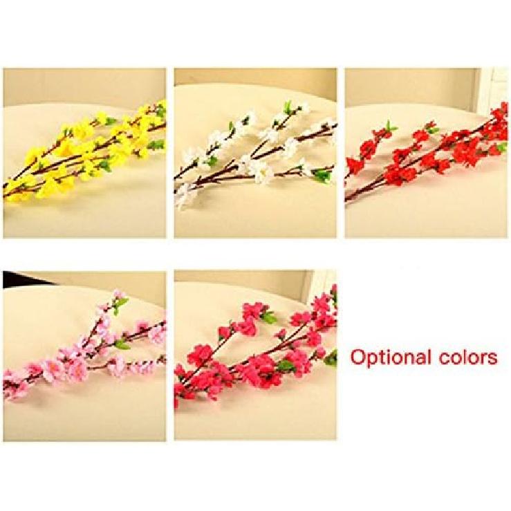 TRRAPLE Artificial Peach Blossom, Simulation Silk Cherry Blossom Branches 10 Pcs 26 Inch Cherry Plum Bouquet Branch Floral Arrangements for Home