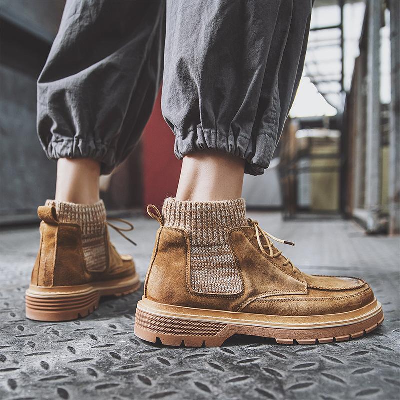 

30133 Martin Boots Men s Leather Autumn New Trend Short Boots Men s British Army Boots Medium and High Help Tooling Boots 38