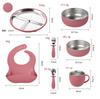 7-Piece Children's Dishes Set Baby Stainless Silicone Tableware Set Suction Cups Forks Spoons Mother and Baby Supplies