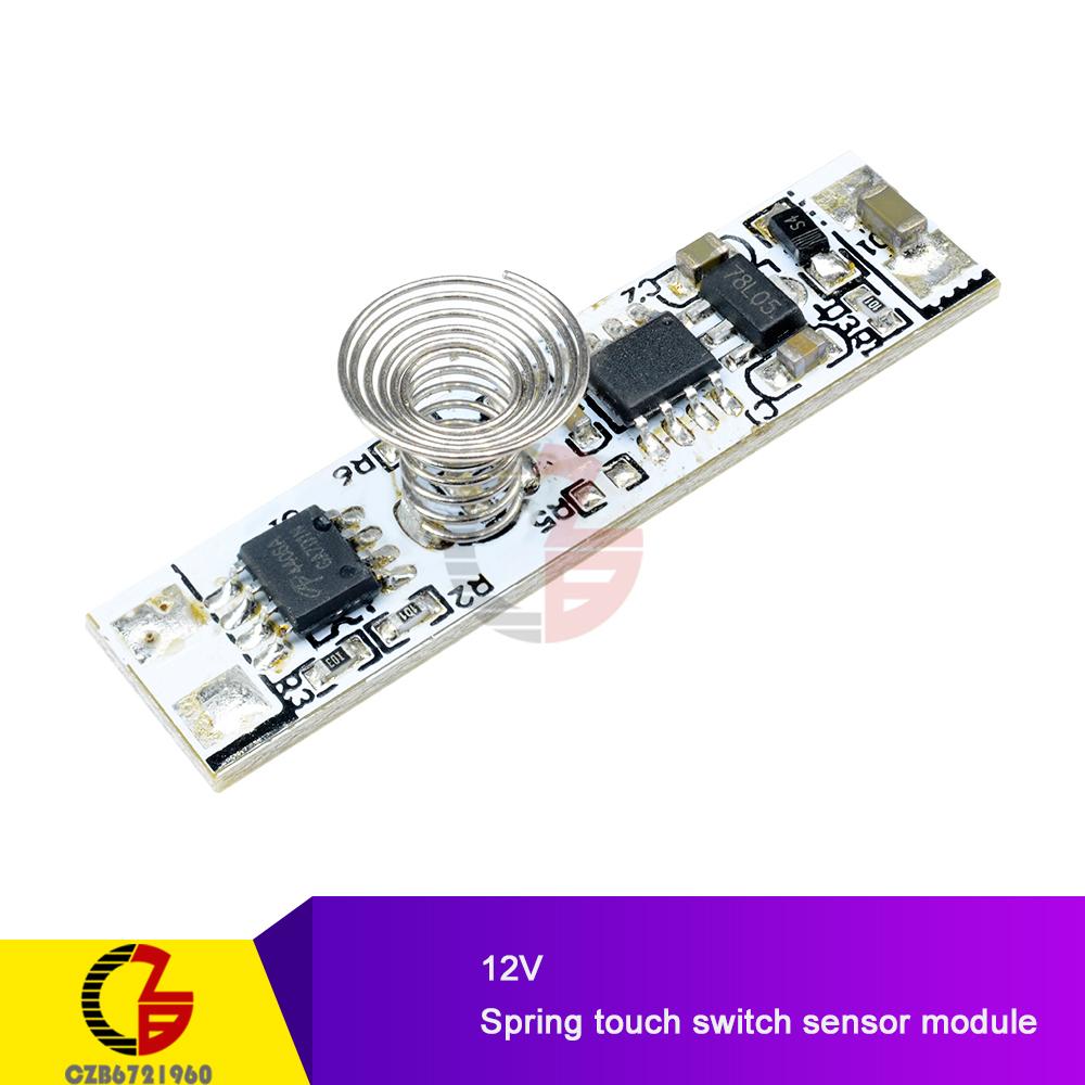 DC 12V Capacitive Touch Sensor Switch Coil Spring Switch LED Dimmer Control Switch 9-24V 30W 3A for Smart Home LED Light Strip