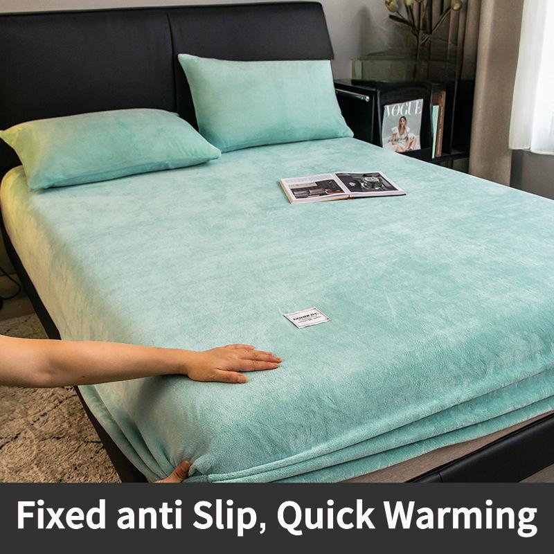 2025 Velvet Thermal Mattress Cover, Plush Fabric Sheets For Winter, Bed Cover, Bed Sheets Set For Single Double King Queen Bed 160x200