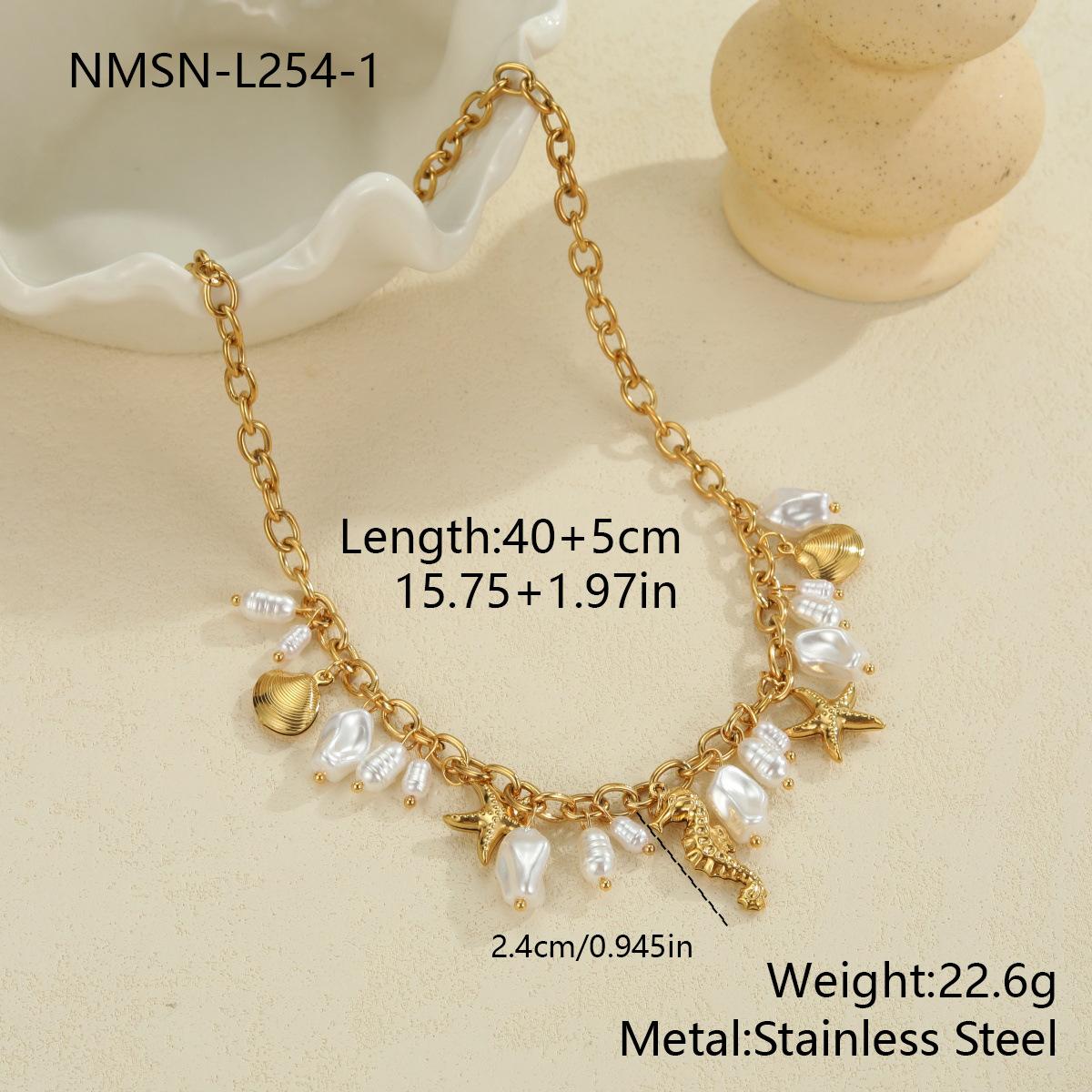 GEMCHIC Women s Stainless Steel Light Luxury Ocean Beach Shell Starfish Drop Earrings Necklace Bracelet Set