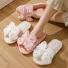 Bow opening cotton slippers, fuzzy slippers, home cotton slippers, indoor plush slippers