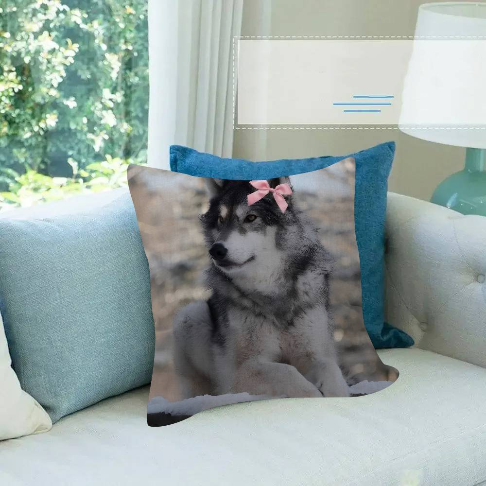 Animal Wolf Fun Cushion Cover Car Throw Pillow Case For Sofa Car Christmas Gift