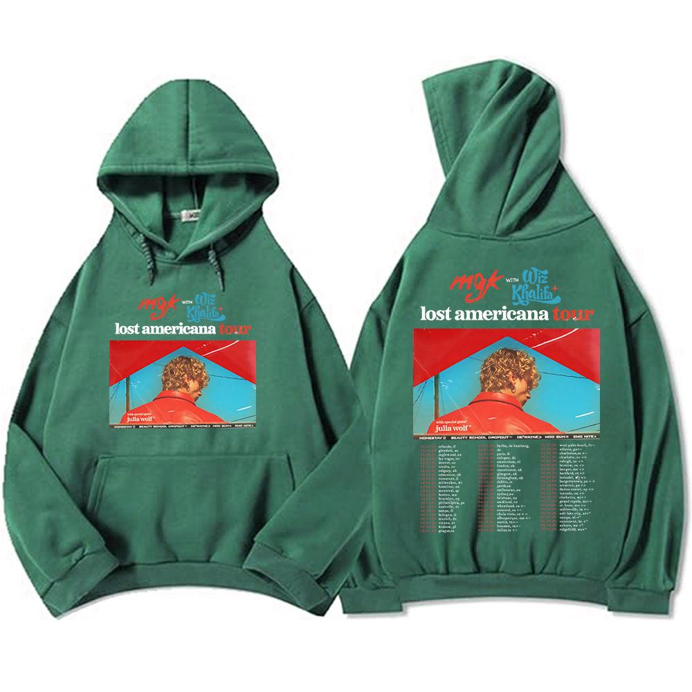 

Толстовки Lost Americana Tour 2026 Mgk Machine Gun Kelly Свитшот Длинный рукав Флис Зимние Толстовки с капюшоном Пуловеры Мужская Женская Одежда XL