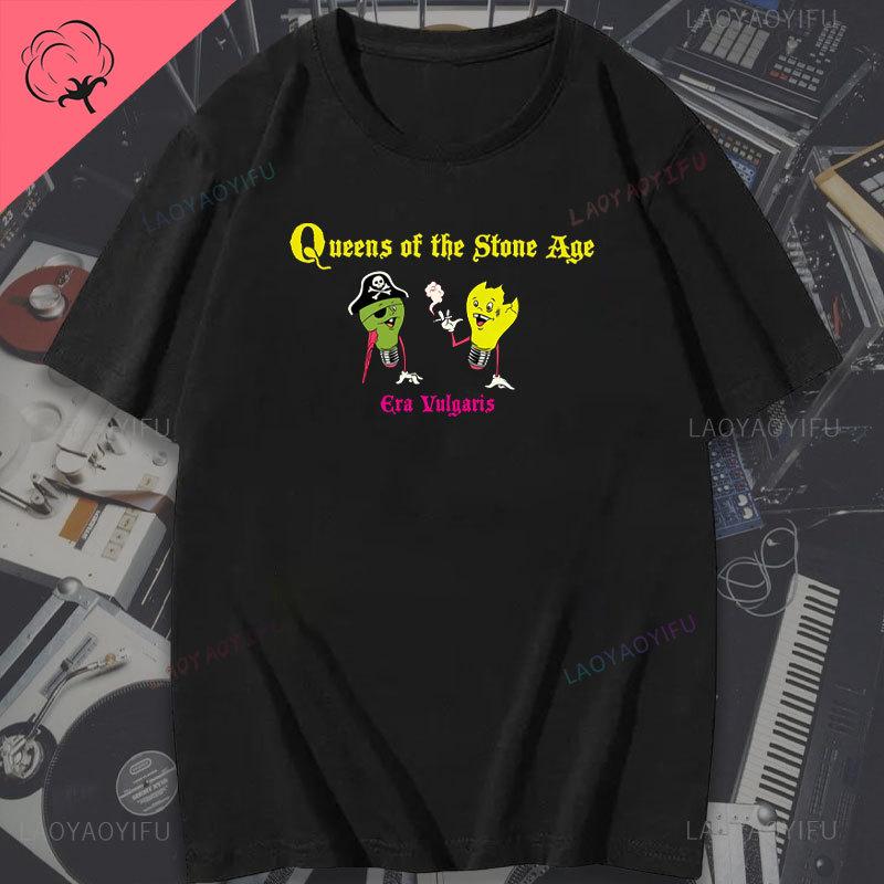 Queens of The Stone Age Tryckt T-shirt ERA VULGARIS STONER SLUDGE ROCK KYUSS Klassiska T-shirts Herr Dam Bomull Mode Toppar T-shirt