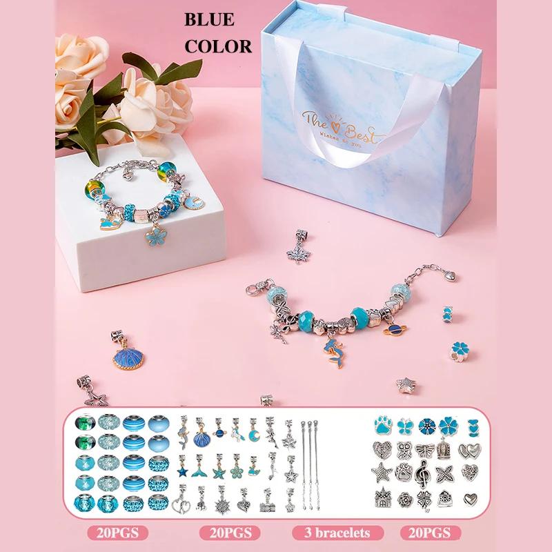DO IT YOURSELF Beaded Bracelet Kit Featuring Storage Box Ideal for Girls Gift Idea Acrylic European Large Hole Beads Handmade Do It Yourself Jewelry